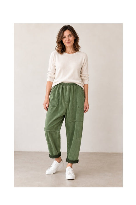Pantalon aspect daim polyester kaki - Taille unique