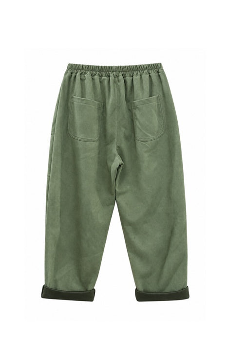 Pantalon aspect daim polyester kaki - Taille unique