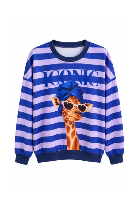 Pull rayé ICONIC avec girafe - Polyester/Viscose/Élasthanne - Taille unique
