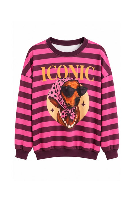 Striped ICONIC sweater with dog – polyester/viscose/elastane – one size