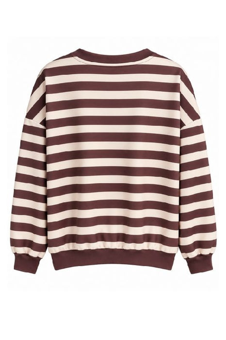 Pull rayé CHIC avec chat - Polyester/Viscose/Élasthanne - Taille unique