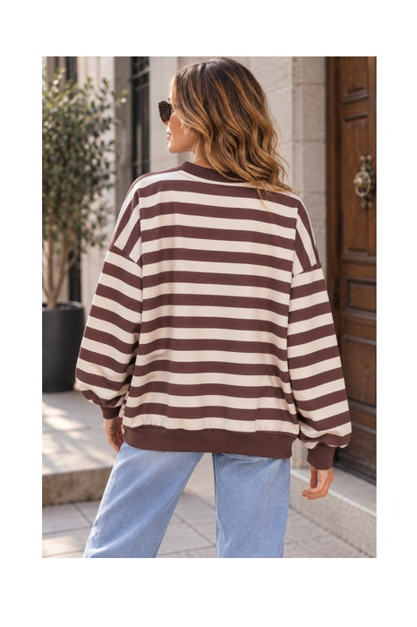 Pull rayé CHIC avec chat - Polyester/Viscose/Élasthanne - Taille unique