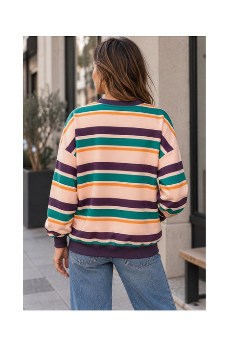 Striped LUXE sweater with leopard print – Polyester/viscose/elastane – One size