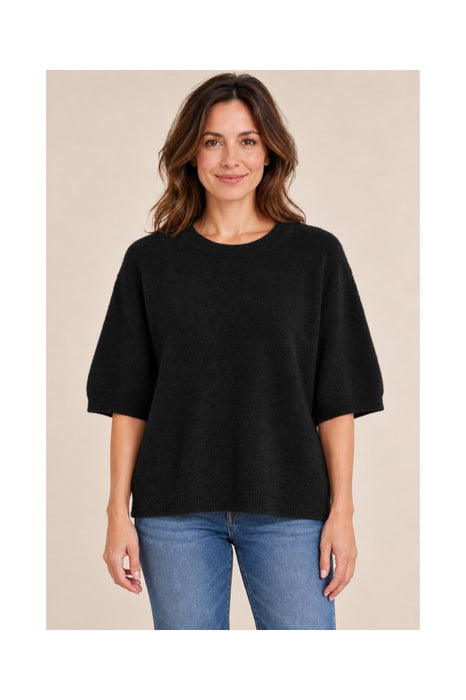 Pull en maille à manches courtes noir - Taille unique