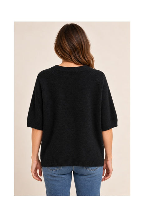 Pull en maille à manches courtes noir - Taille unique