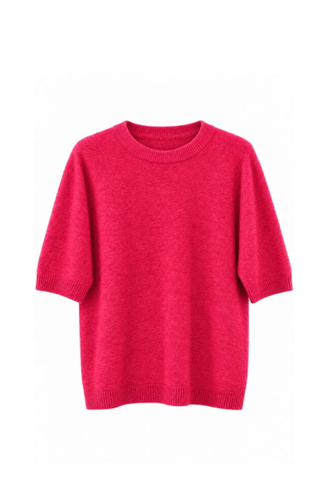 Red short-sleeved knit sweater - One Size