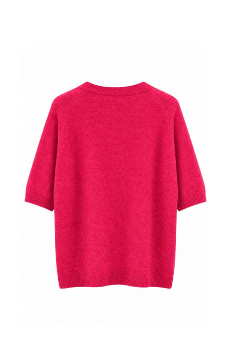Red short-sleeved knit sweater - One Size