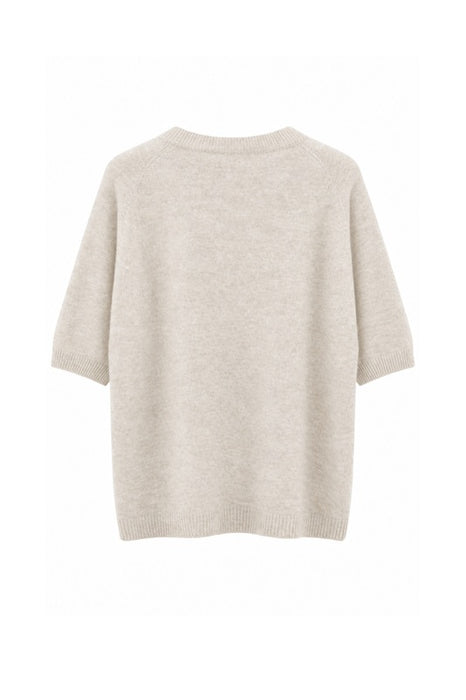 Beige short-sleeved knit sweater - One Size