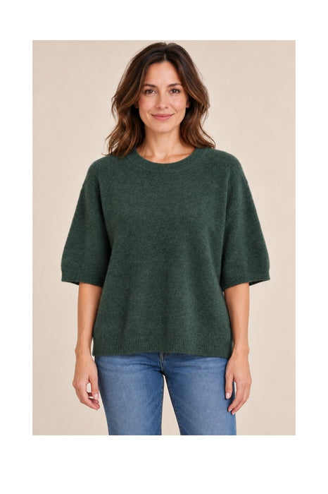 Khaki short-sleeved sweater - One Size