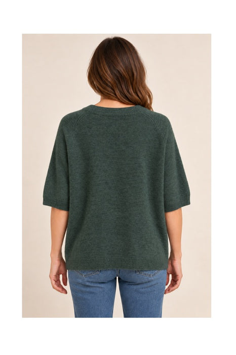 Khaki short-sleeved sweater - One Size