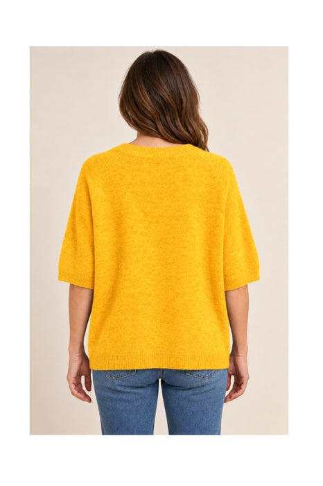 Pull en maille à manches courtes jaune - Taille unique
