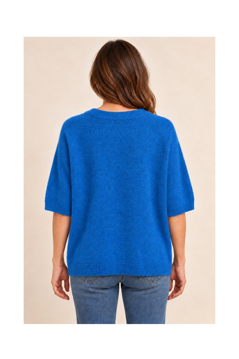 Short-sleeved knit sweater petrol - One Size