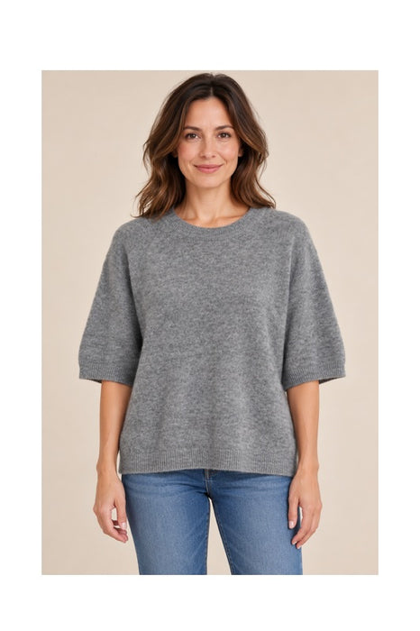 Grey short-sleeved sweater - One Size