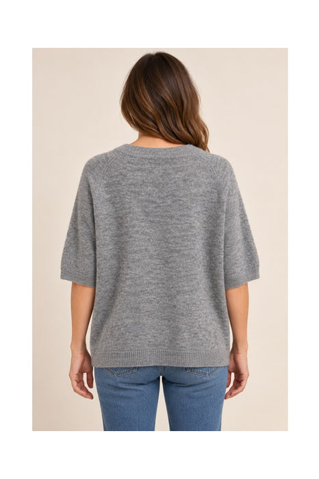 Grey short-sleeved sweater - One Size