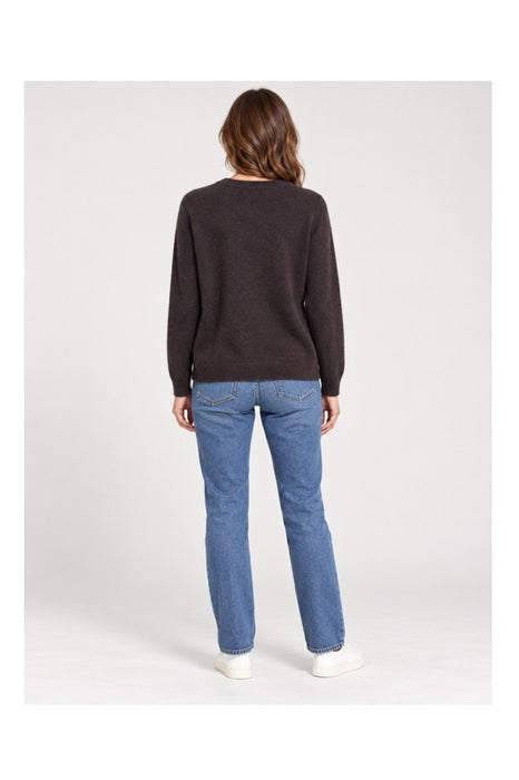 Pull en maille marron à manches longues - Taille unique