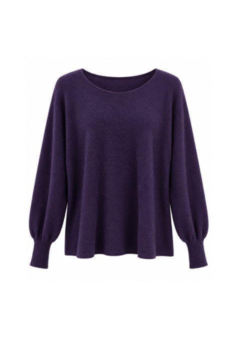 Pull en maille à manches longues, col bateau, violet - Taille unique