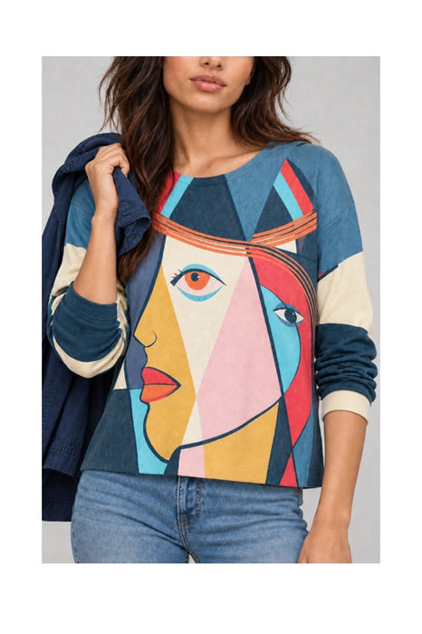 Pull laine/fibres synthétiques visages - Taille unique