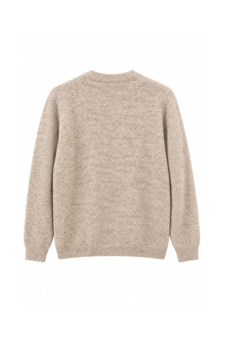 Beige knitted sweater with light brown/dark brown dog - One Size