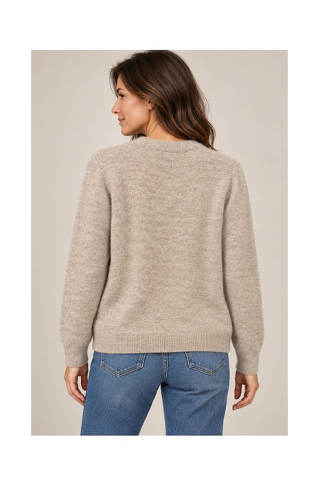 Beige knitted sweater with light brown/dark brown dog - One Size