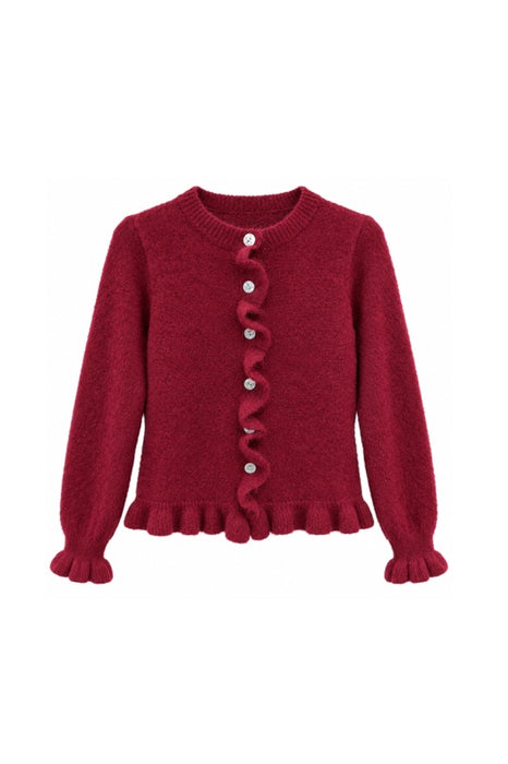 Red cardigan with buttons - One Size