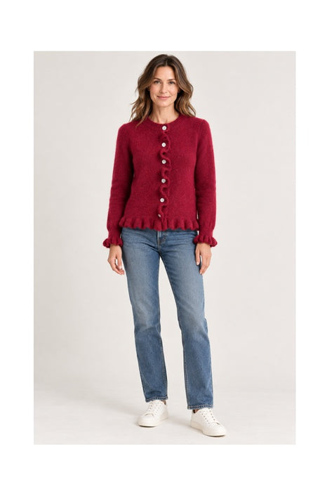 Red cardigan with buttons - One Size