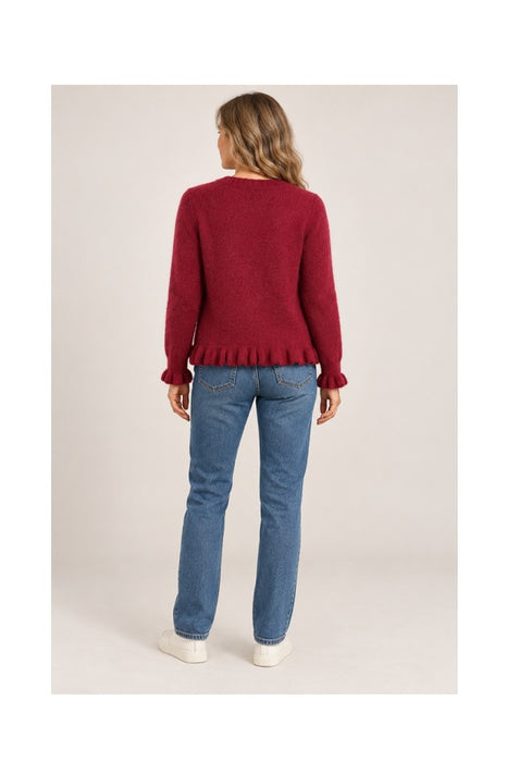 Red cardigan with buttons - One Size
