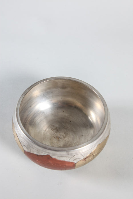 Tibetan singing bowl silver coloured 12 - 13 cm