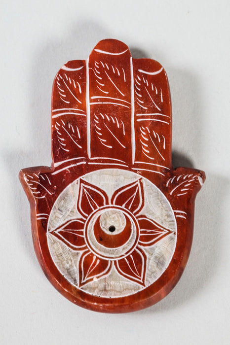 Räucherstäbchenhalter Hand der Fatima Sakralchakra orange