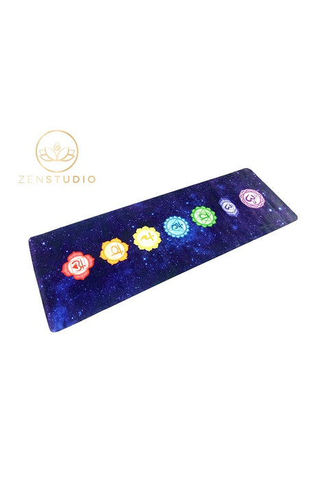 Yogamatte aus Naturkautschuk mit Mikrofaseroberfläche - 7 Chakra multicolor