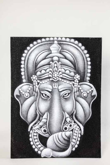 Picture Ganesha silver/black 60 x 80 cm