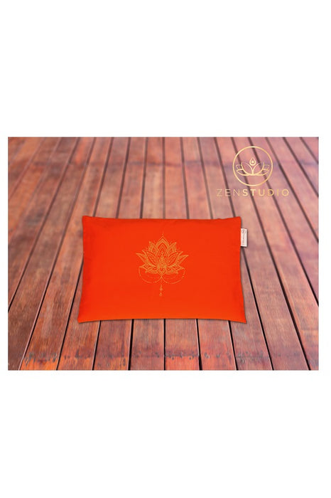 Coussin noyaux de cerisier fleur de lotus orange 21 cm x 32 cm