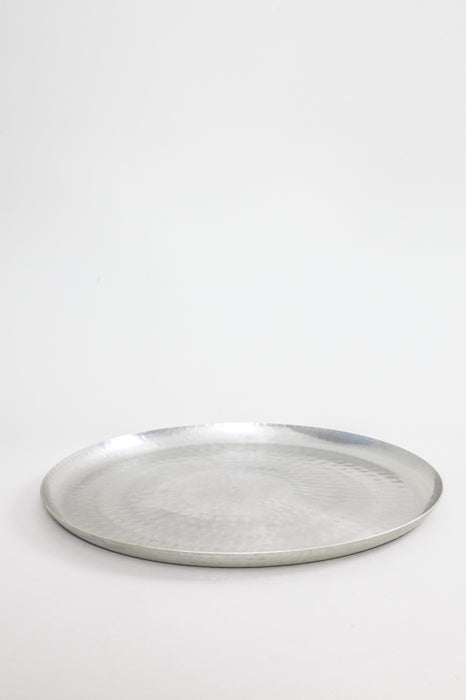 Plateau de service rond en aluminium martelé 41,5 cm