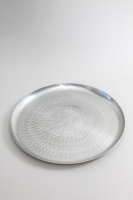 Plateau de service rond en aluminium martelé 41,5 cm