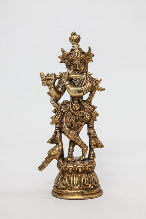 Krishna statue brass 15.5 cm