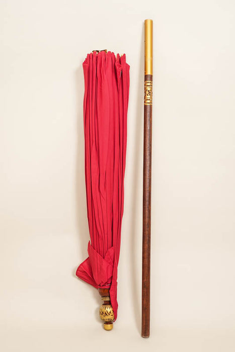 Red and gold parasol with hearts, 2m