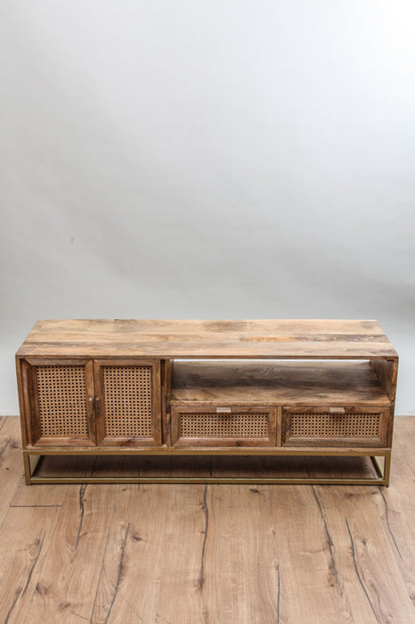 Buffet avec 2 tiroirs et 2 portes / 1 compartiment ouvert 140 x 40 x 54,5 cm