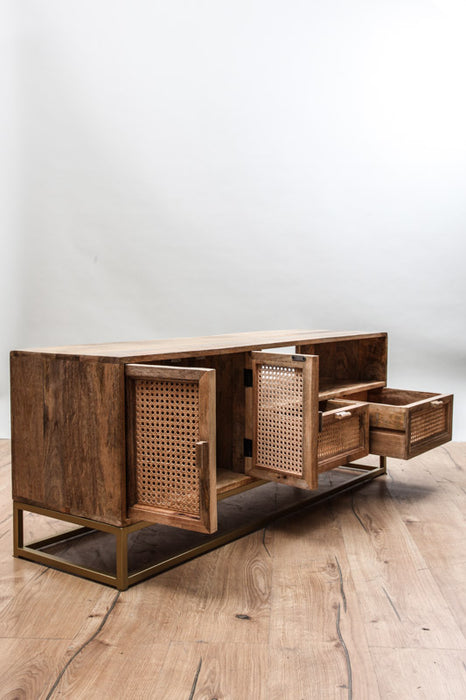 Buffet avec 2 tiroirs et 2 portes / 1 compartiment ouvert 140 x 40 x 54,5 cm