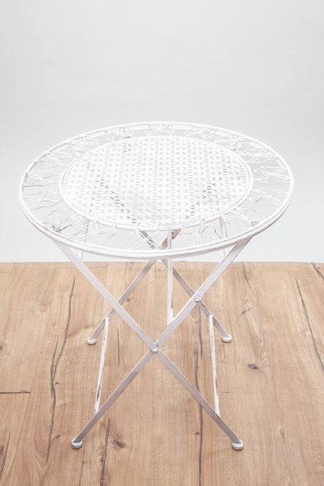 Table bistro "Papillon" ronde blanc antique 70 cm