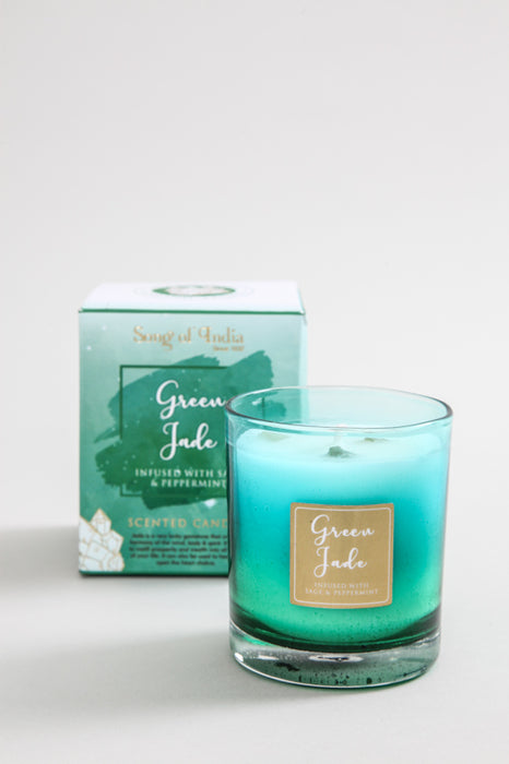 Bougie parfumée dans un verre "Jade vert" 200 gr