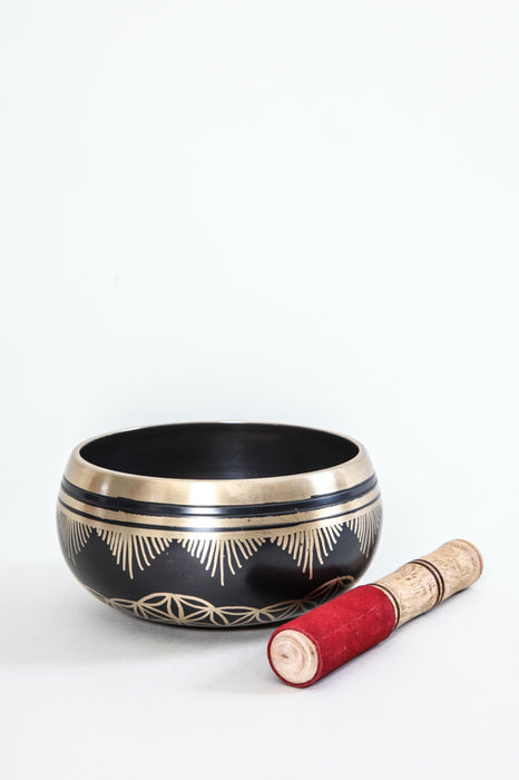 Singing bowl handmade flower of life polished