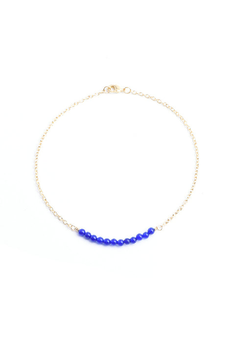 Anklet 4mm blue jade, 26 cm