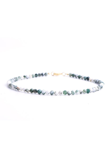 Anklet 4mm faceted tree agate, 26 cm