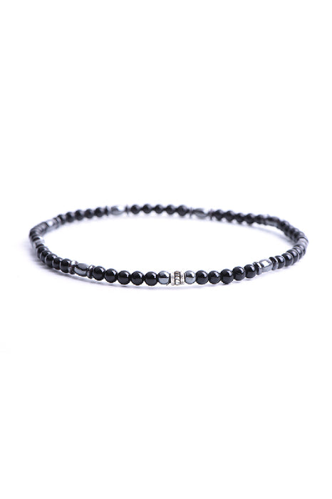 Anklet 4mm black onyx, hematite, 26 cm