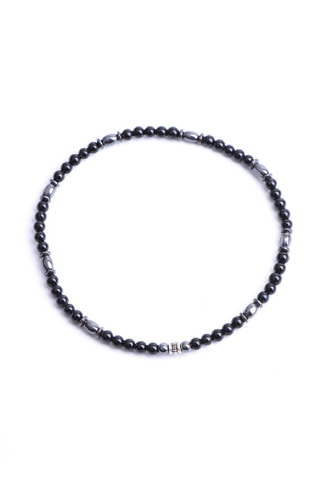 Anklet 4mm black onyx, hematite, 26 cm