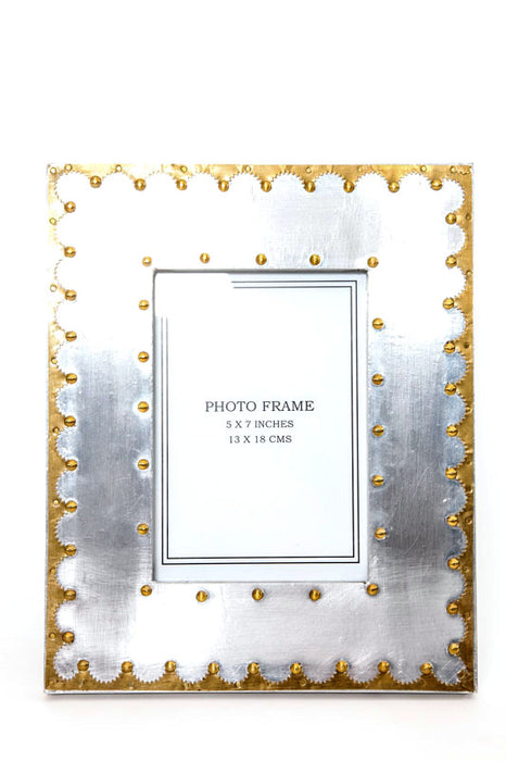 Picture frame mango wood with brass jali and aluminium fittings 12.5 x 17.5 cm