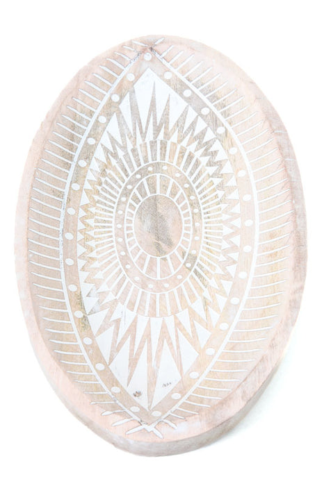 Decorative plate Evil Eye white washed 30 x 18 cm