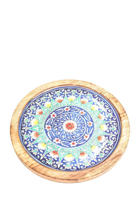 Assiette décorative ronde avec "Meena Print" émaillée 30 cm