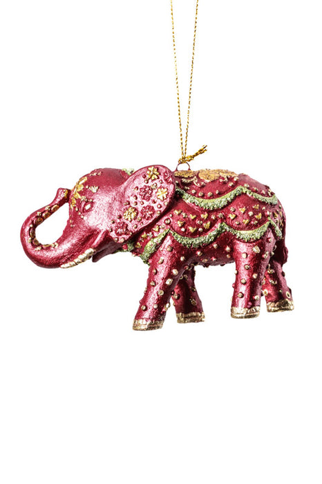 Hänger Elephant "Bodhi" rot mit Ornamenten