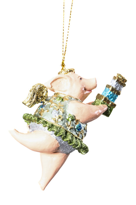 Hanging piggy "Prima Ballerina silver" with gifts and angel wings