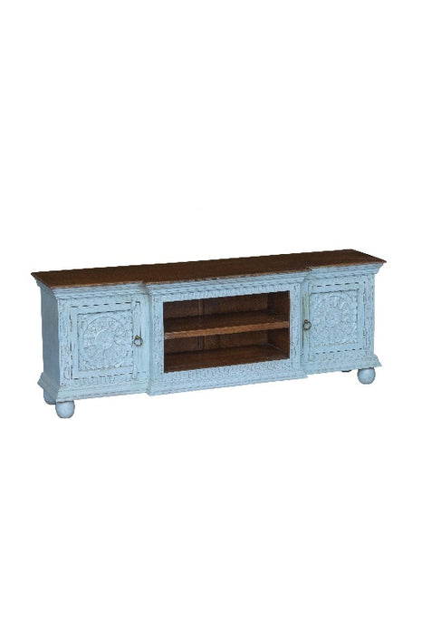 TV cabinet mango wood with 2 doors and 2 open compartments 160 x 40 x 60 cm